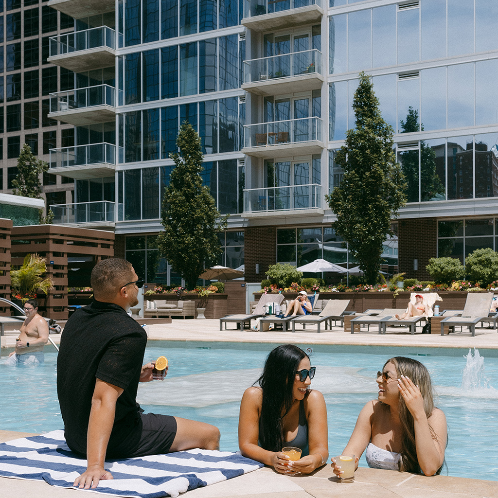 Pool Party sponsored by Miller Lite at Three Light Luxury Apartments in Kansas City.